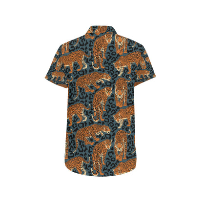 Jaguar Pattern Print Design 04 Men's Short Sleeve Button Up Shirt