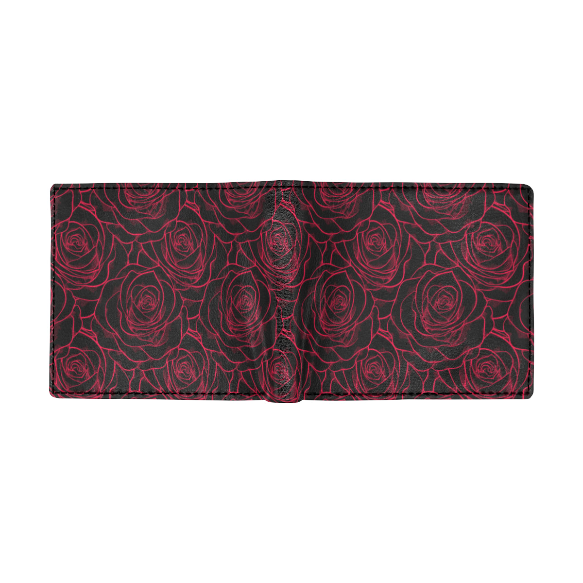 Red Rose Design Print Men's ID Card Wallet