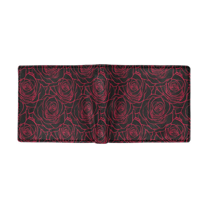 Red Rose Design Print Men's ID Card Wallet