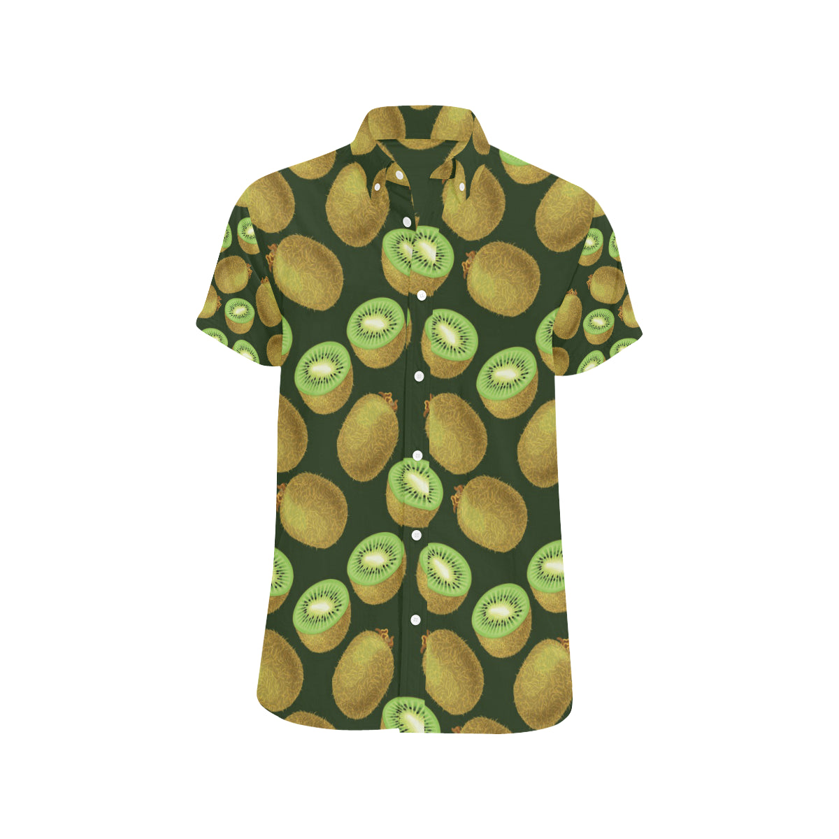 Kiwi Pattern Print Design KW04 Men's Short Sleeve Button Up Shirt