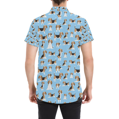 Beagle Pattern Print Design 03 Men's Short Sleeve Button Up Shirt