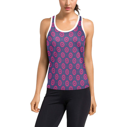 Water Lily Print Design LKS301 Women's Racerback Tank Top