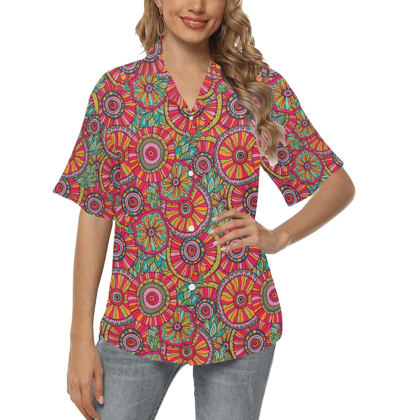 Boho Pattern Print Design 01 Women's Hawaiian Shirt