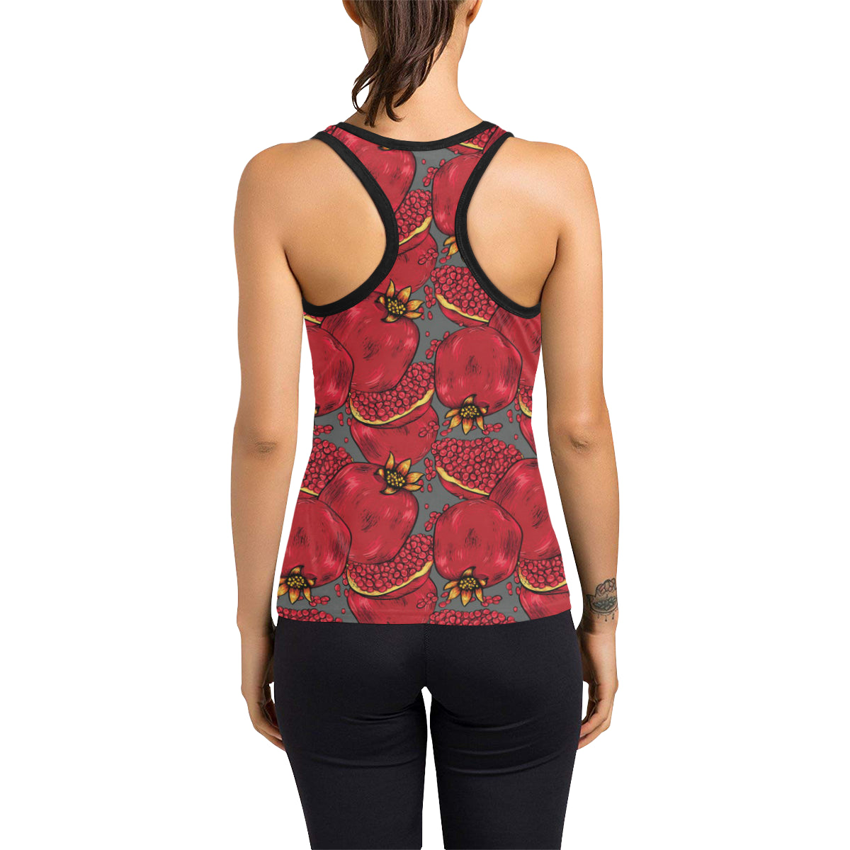 Pomegranate Pattern Print Design PG05 Women's Racerback Tank Top
