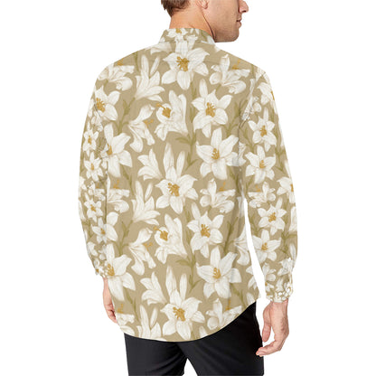 Lily Pattern Print Design LY07 Men's Long Sleeve Shirt