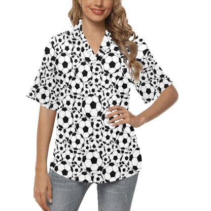 Soccer Ball Print Design LKS301 Women's Hawaiian Shirt