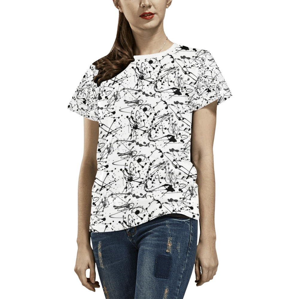 Splatter Print Design LKS305 Women's  T-shirt