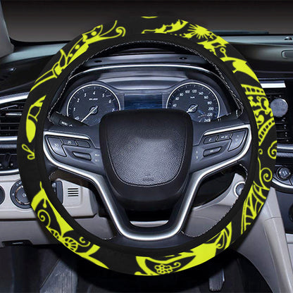 Paisley Green Design Print Steering Wheel Cover with Elastic Edge