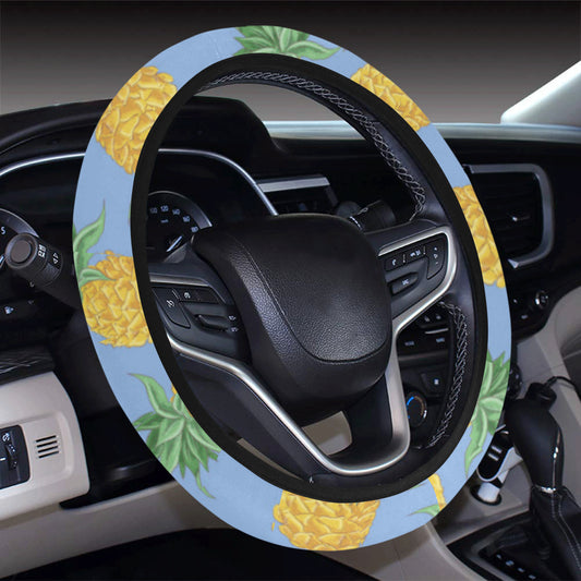 Pineapple Pattern Print Design A04 Steering Wheel Cover with Elastic Edge