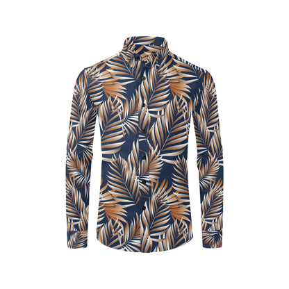 Tropical Flower Pattern Print Design TF07 Men's Long Sleeve Shirt