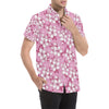 Cherry Blossom Pattern Print Design CB02 Men's Short Sleeve Button Up Shirt