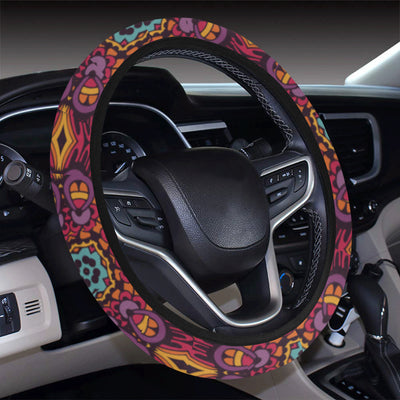 Bohemian Pattern Print Design 10 Steering Wheel Cover with Elastic Edge