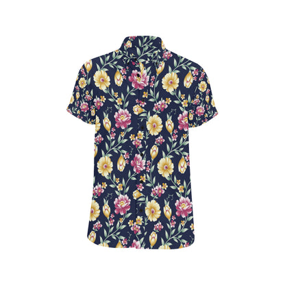 Gerberas Pattern Print Design GB03 Men's Short Sleeve Button Up Shirt