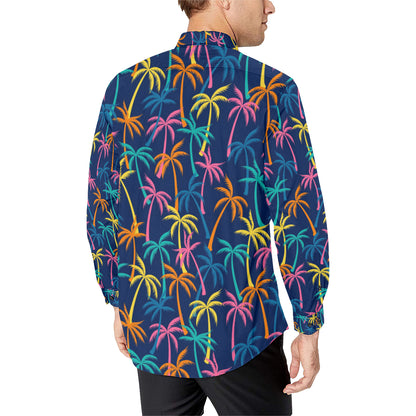 Palm Tree Pattern Print Design PT013 Men's Long Sleeve Shirt