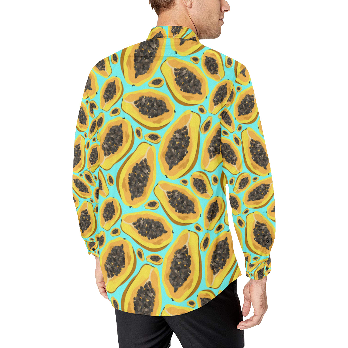 Papaya Pattern Print Design PP03 Men's Long Sleeve Shirt