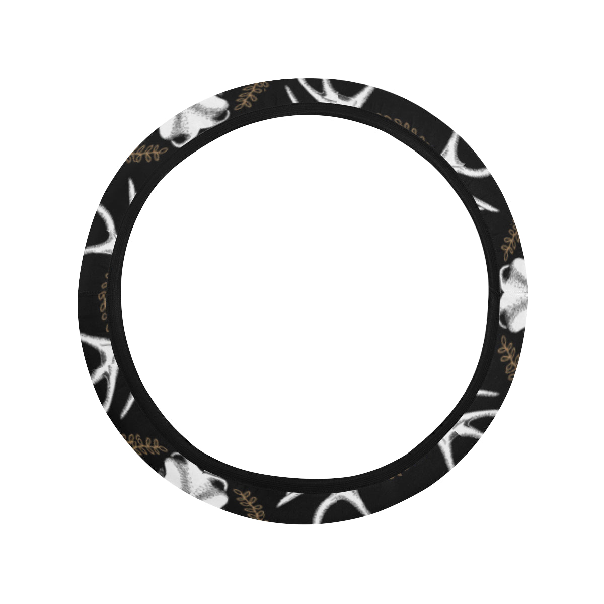 Moose Pattern Print Design 02 Steering Wheel Cover with Elastic Edge