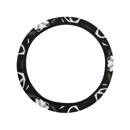 Moose Pattern Print Design 02 Steering Wheel Cover with Elastic Edge