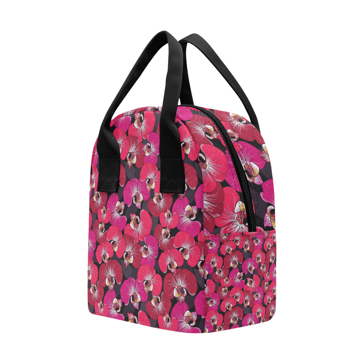 Orchid Red Pattern Print Design OR05 Insulated Lunch Bag