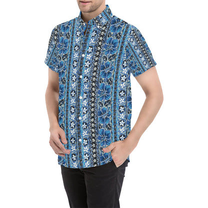 Hawaiian Themed Pattern Print Design H012 Men's Short Sleeve Button Up Shirt