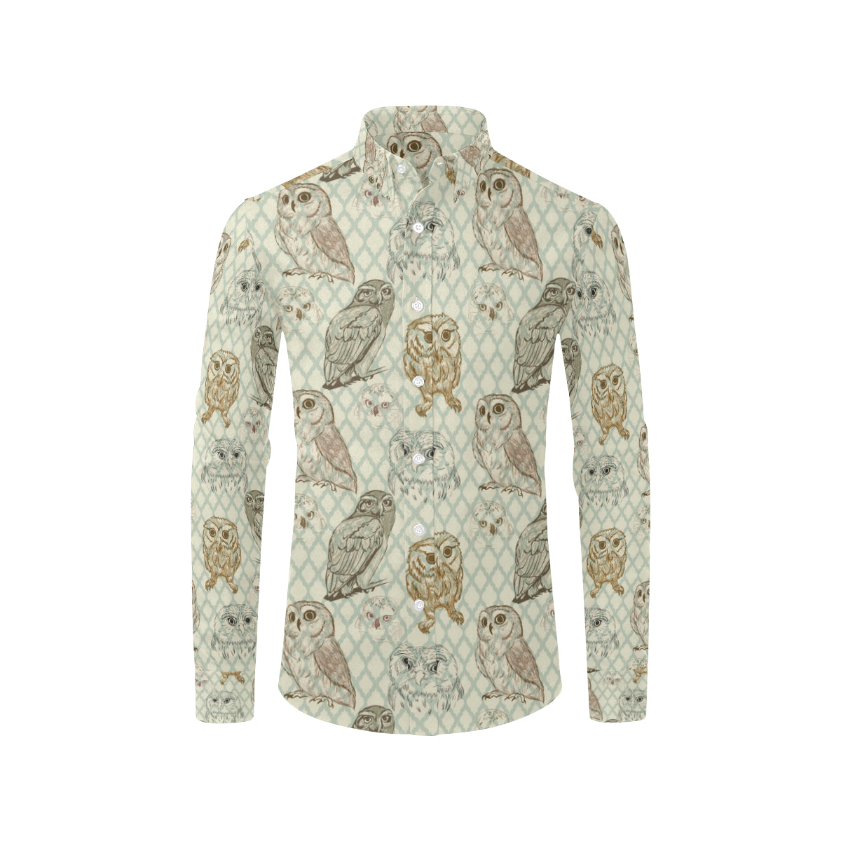 Owl Pattern Print Design A03 Men's Long Sleeve Shirt