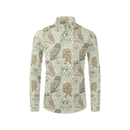Owl Pattern Print Design A03 Men's Long Sleeve Shirt
