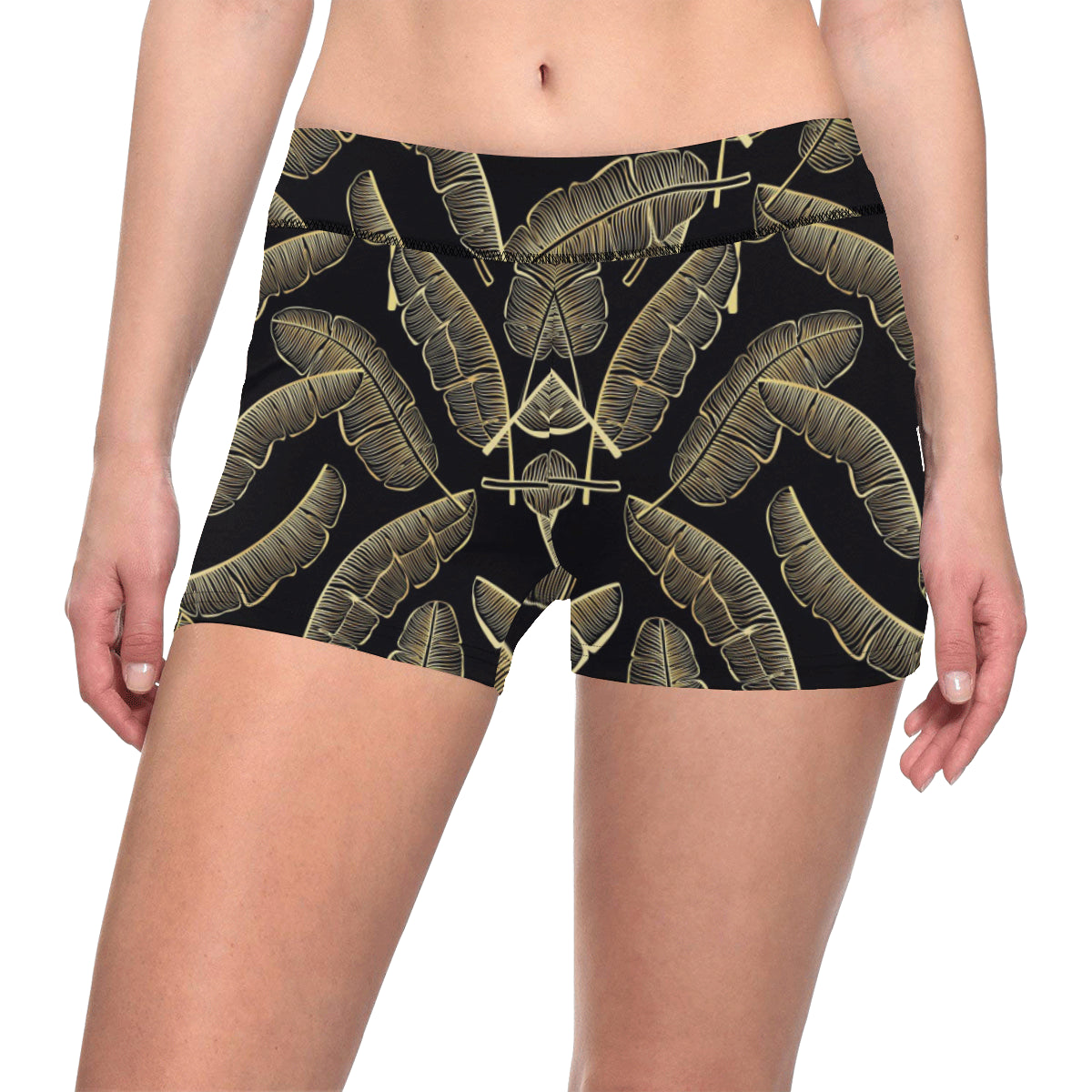 Banana Leaf Pattern Print Design BL07 Yoga Shorts