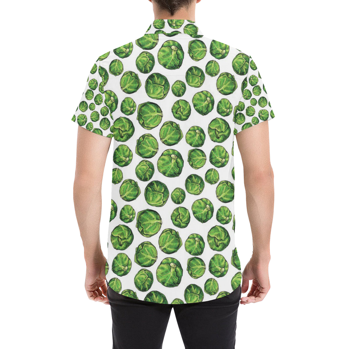 Brussels Sprouts Pattern Print Design 02 Men's Short Sleeve Button Up Shirt