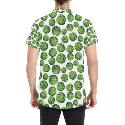 Brussels Sprouts Pattern Print Design 02 Men's Short Sleeve Button Up Shirt