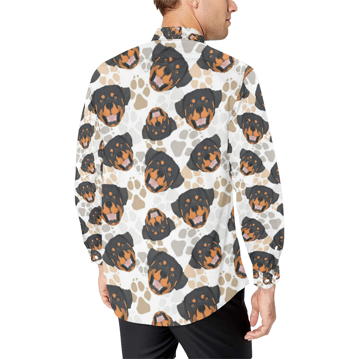 Rottweiler Pattern Print Design A03 Men's Long Sleeve Shirt