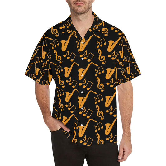 Saxophone Pattern Print Design 02 Men's Hawaiian Shirt