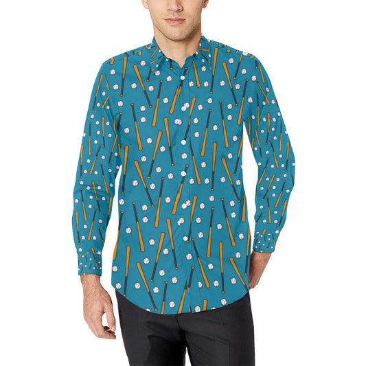 Baseball Pattern Print Design 01 Men's Long Sleeve Shirt