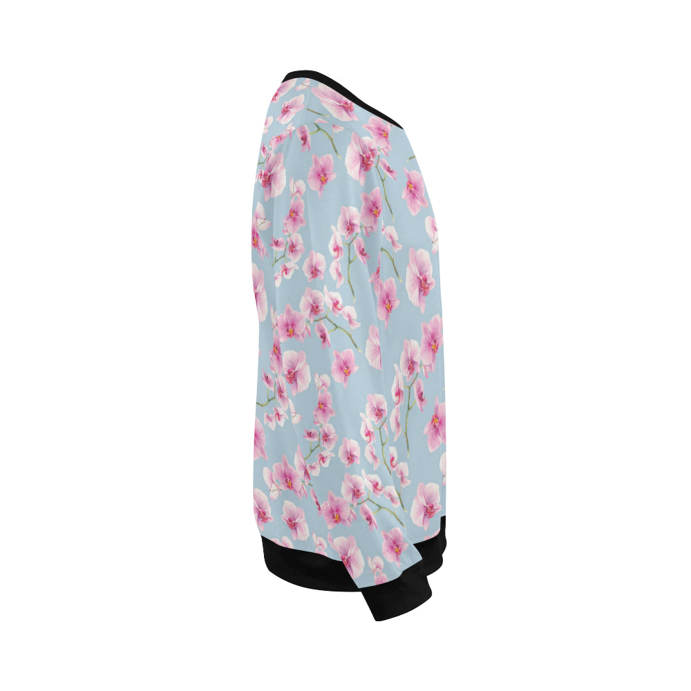 Orchid Pink Pattern Print Design OR01 Men Long Sleeve Sweatshirt