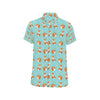 Fox Design Snow Print Pattern Men's Short Sleeve Button Up Shirt