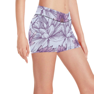 Water Lily Pattern Print Design WL01 Yoga Shorts