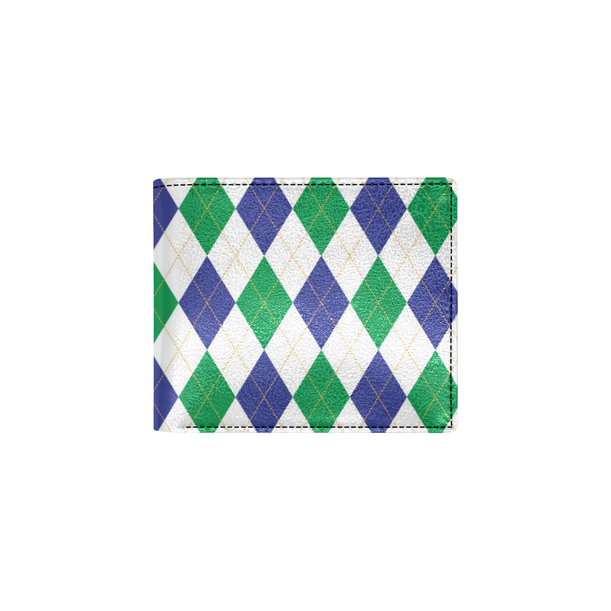 Argyle Green Blue Pattern Print Design 03 Men's ID Card Wallet