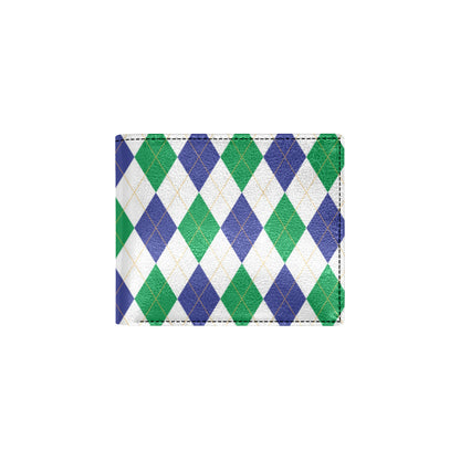 Argyle Green Blue Pattern Print Design 03 Men's ID Card Wallet