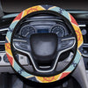 Nautical Pattern Design Themed Print Steering Wheel Cover with Elastic Edge