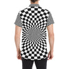 Checkered Flag Optical illusion Men's Short Sleeve Button Up Shirt