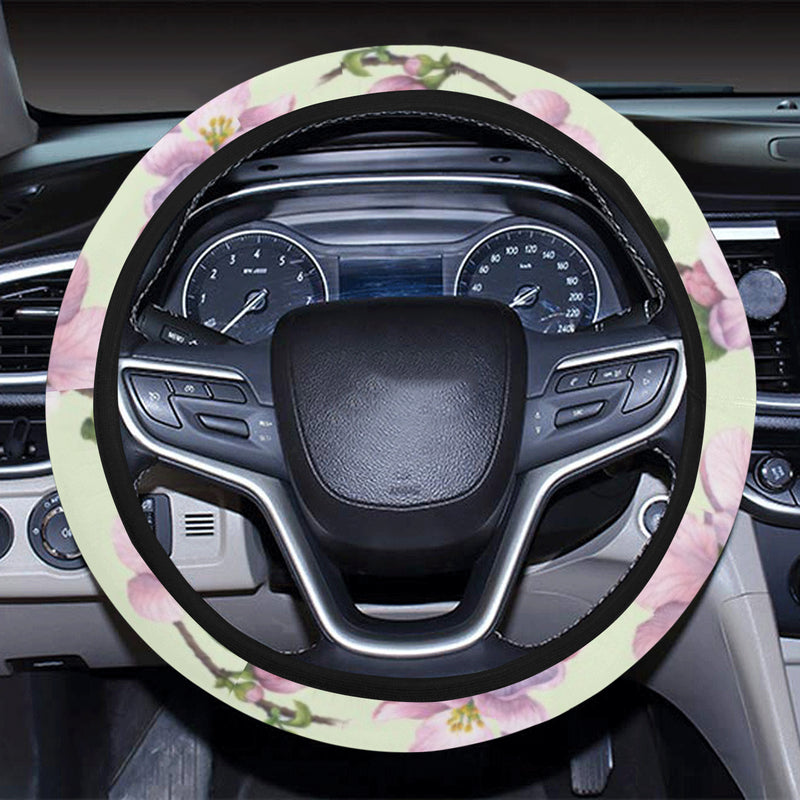 Apple blossom Pattern Print Design AB05 Steering Wheel Cover with Elastic Edge