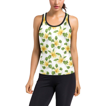 Yellow Plumeria Pattern Print Design PM012 Women's Racerback Tank Top