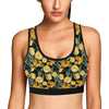 Elegant Yellow Tulip Print Sports Bra