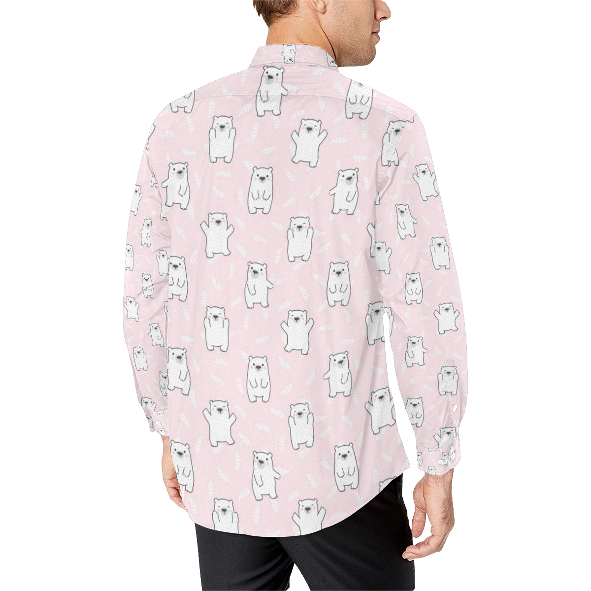 Polar Bear Pattern Print Design PB09 Men's Long Sleeve Shirt