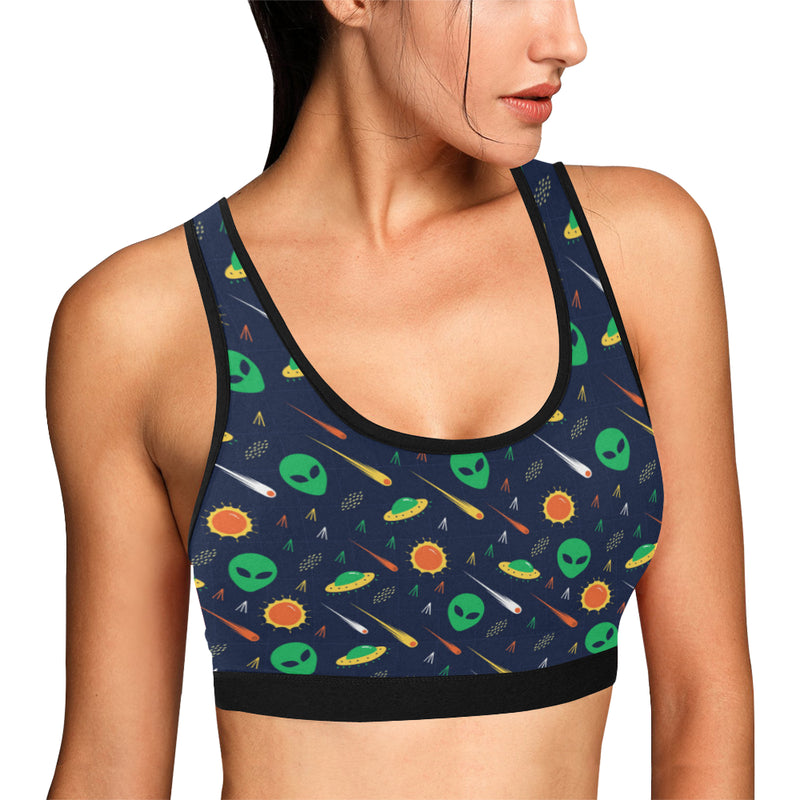 Alien UFO Pattern Print Design 05 Sports Bra