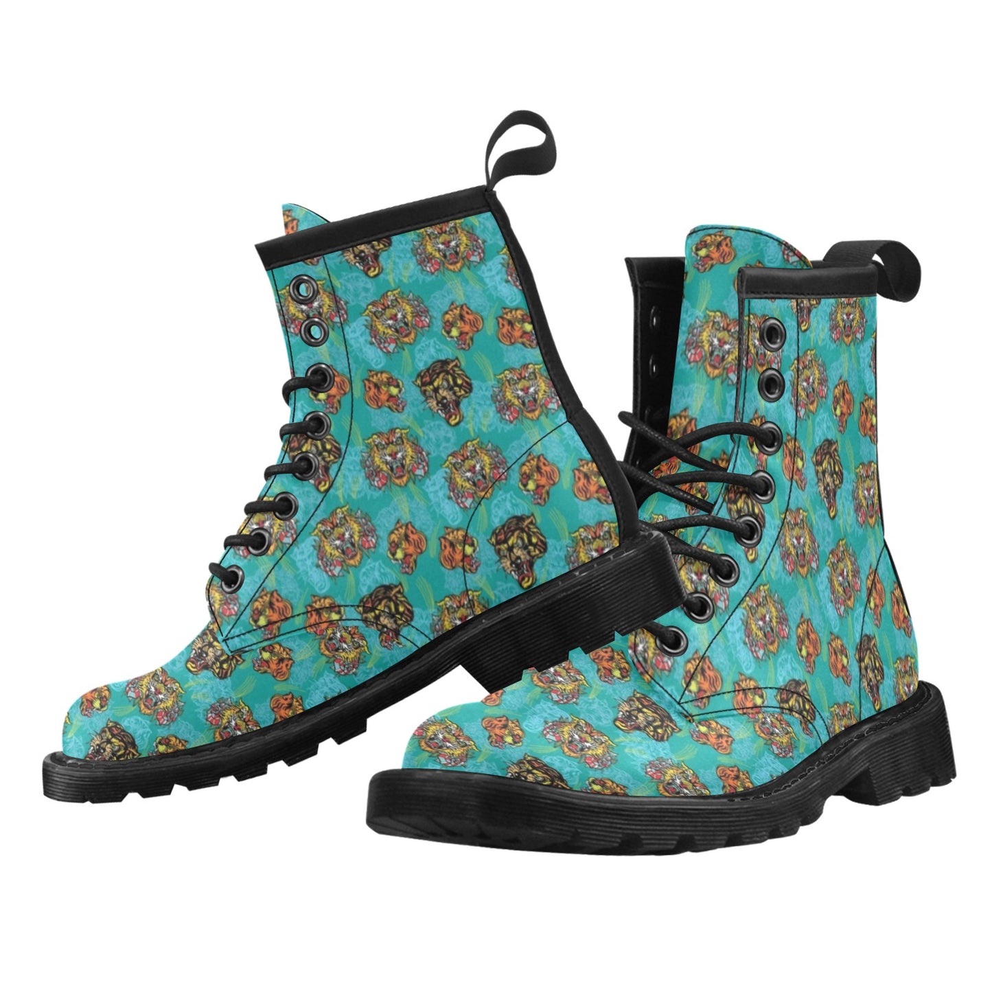 Tattoo Tiger Head Print Design LKS304 Women's Boots