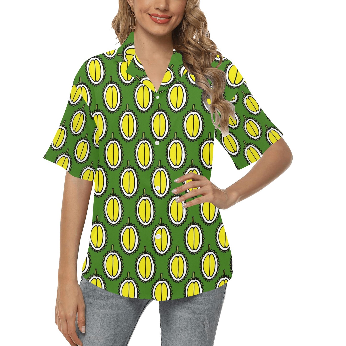 Durian Pattern Print Design DR01 Women's Hawaiian Shirt