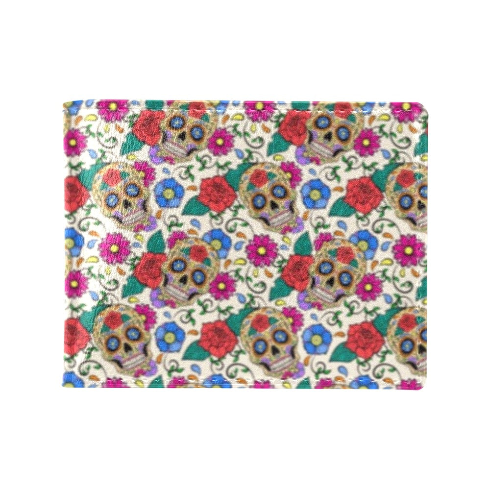 Sugar Skull Colorful Themed Print Men's ID Card Wallet