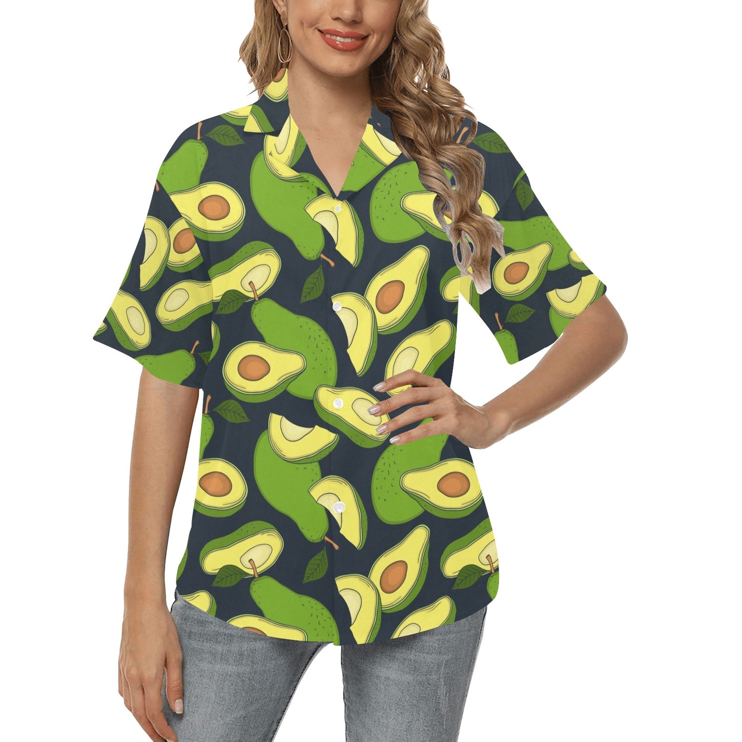 Avocado Pattern Print Design AC013 Women's Hawaiian Shirt