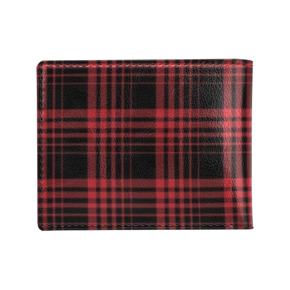 Tartan Red Black Print Design LKS303 Men's ID Card Wallet