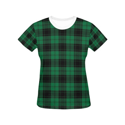 Tartan Green Print Design LKS302 Women's  T-shirt
