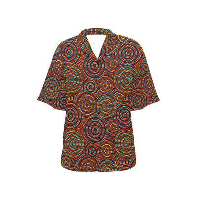 Aboriginal Print Design LKS403 Women's Hawaiian Shirt